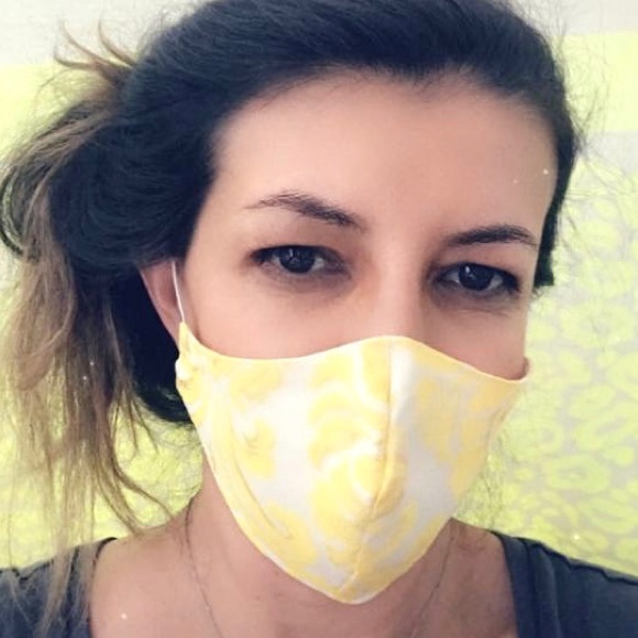 Covid is back - Yellow Brocade Mask - NEW - Picture 2 of 5